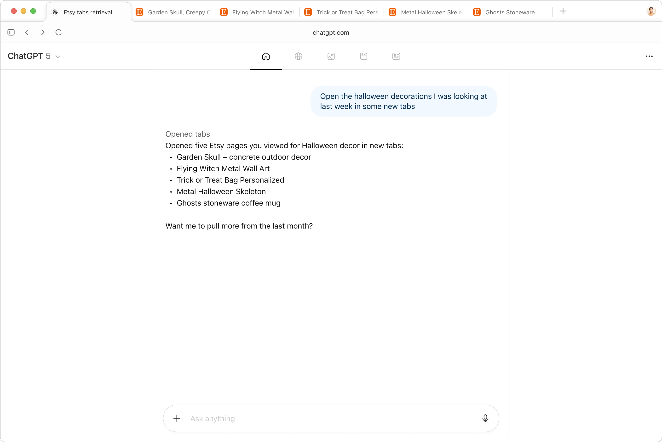 Browser memory inside ChatGPT